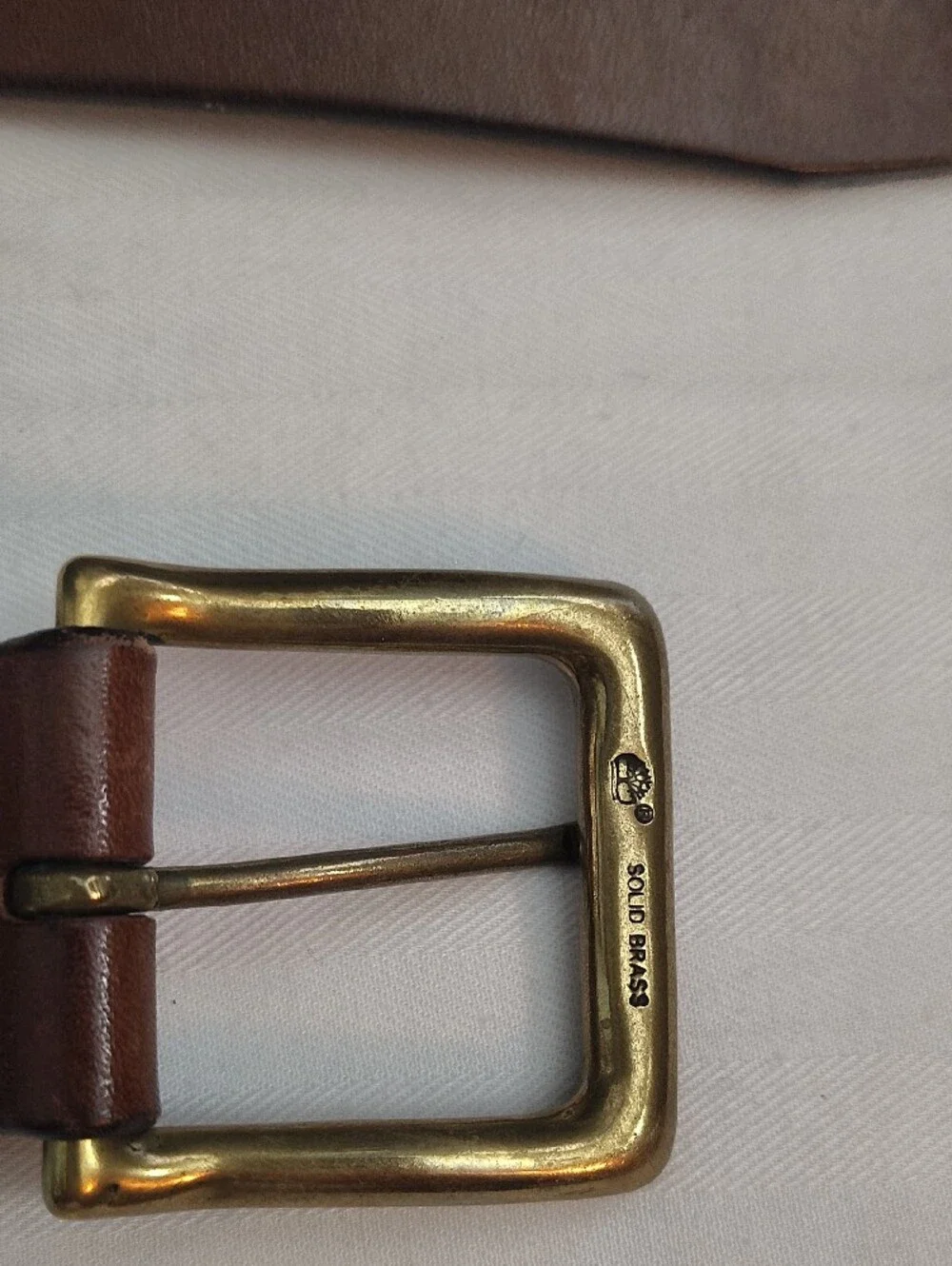 Timberland Brown Leather Belt with Brass Buckle